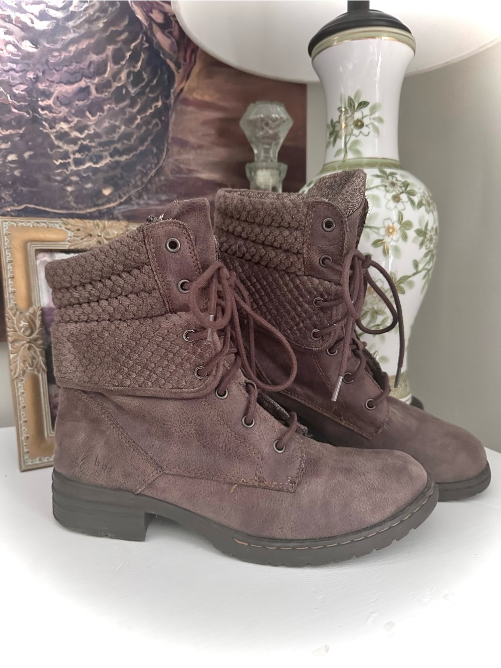 boc Quilted Lace-Up Ankle Boots - Brown
